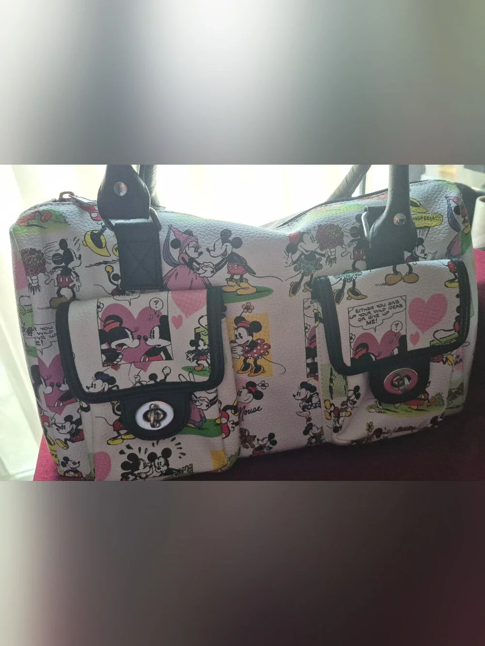 Disney Parks Mickey Minnie Comic Satchel Bag Like New